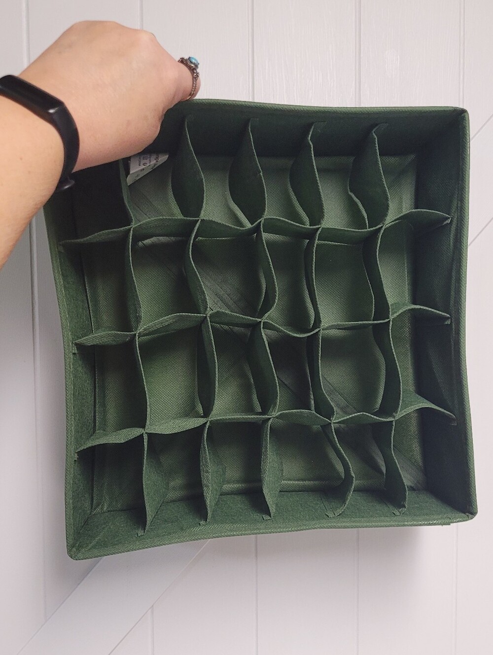 Amazon Olive Green 25-Compartment Fabric Drawer Organizer